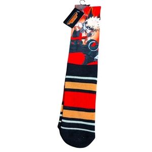 My Hero Academia Bakugo Casual Black and Orange Socks with Bold Stripes
